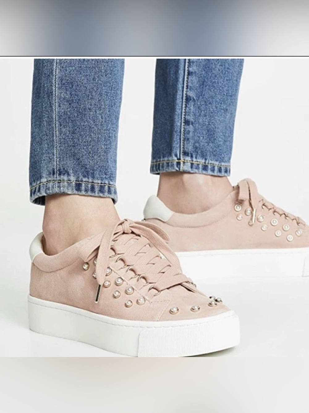 Joie Handan Pink Suede Sneaker Pearls Sz 38 MSRP 248$